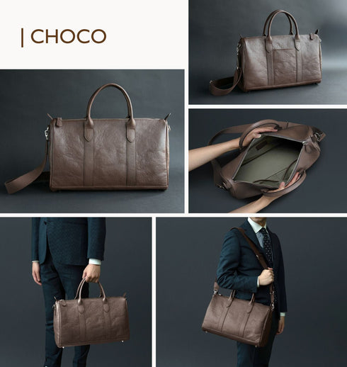 大人ボストンバッグ マテーラレザー(10月受注分) - 新進工房