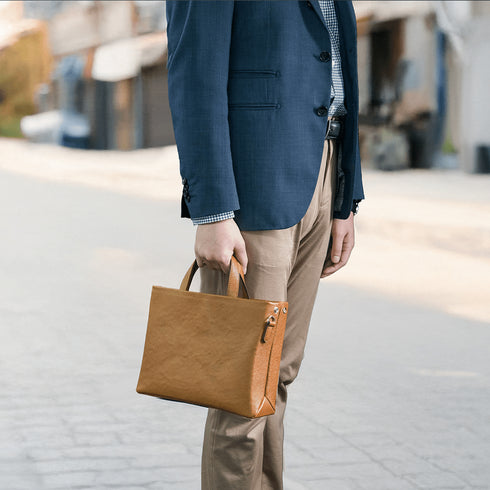 【父の日フェア】大人革袋小2.0ヨコ型 -Matera Leather- (ショルダーベルト付き) - SINSIN