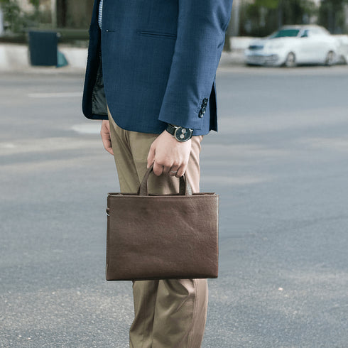 【父の日フェア】大人革袋小2.0ヨコ型 -Matera Leather- (ショルダーベルト付き) - SINSIN