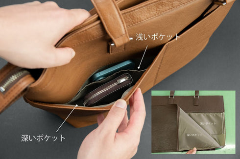 大人ダブルポケットトート マテーラレザー(2026年3月発送) - 新進工房