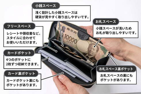 キャビアスキンレザー(全3色) 極小長財布 batard - バタール - 新進工房