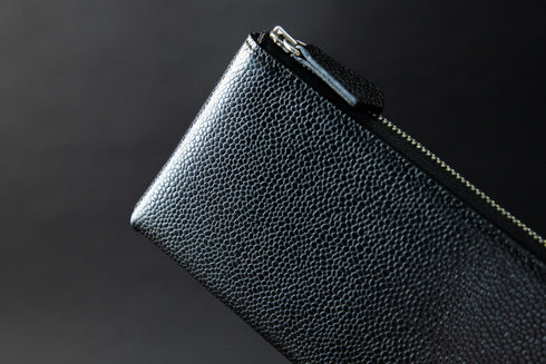 キャビアスキンレザー(ブラック) 極小L字長財布 Flute-フルート-(10月受注分)