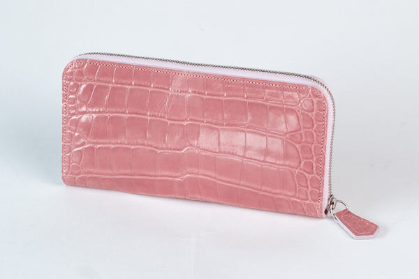 極小長財布 batard-バタール-<br>シャイニークロコダイルレザー Pink