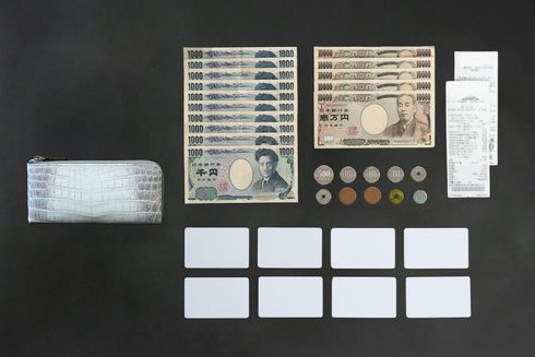 極小L字長財布フルート-Flute-<br>ヒマラヤクロコダイルレザースノーホワイト<br>(発送時期:6月末)