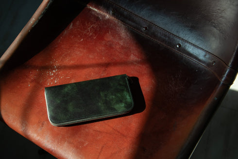 ラディカレザー(グリーン) 極小長財布 batard - バタール - 新進工房