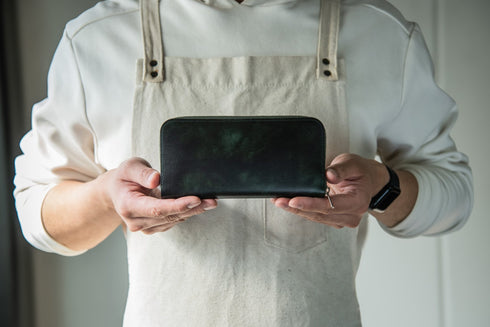 ラディカレザー(グリーン) 極小長財布 batard - バタール - 新進工房