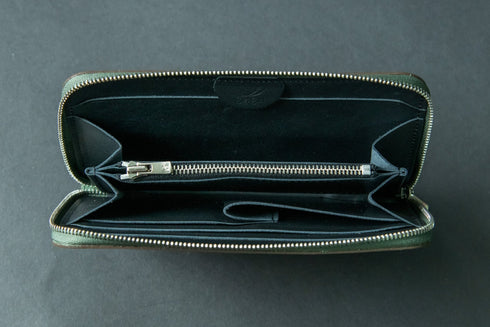 ラディカレザー(グリーン) 極小長財布 batard - バタール - 新進工房