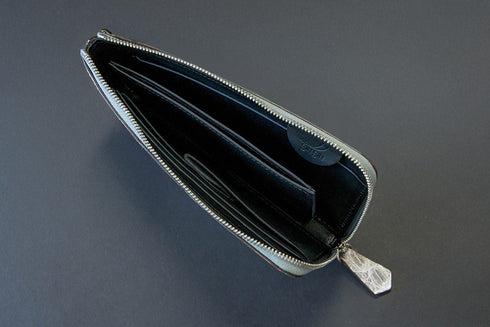 極小L字長財布フルート - Flute - ヒマラヤクロコダイルレザー スノーホワイト(発送時期:2月末頃) - 新進工房