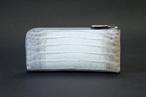 極小L字長財布フルート - Flute - ヒマラヤクロコダイルレザー スノーホワイト(発送時期:2月末頃) - 新進工房