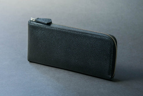 キャビアスキンレザー(ブラック) 極小L字長財布 Flute - フルート - 新進工房