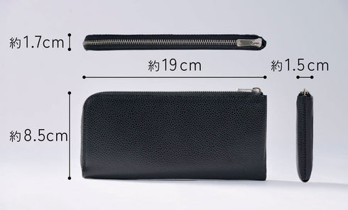 キャビアスキンレザー(ブラック) 極小L字長財布 Flute - フルート - 新進工房