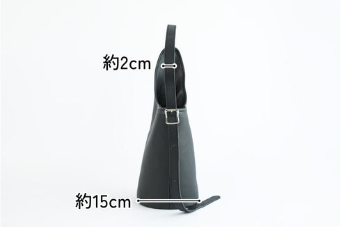 大人アシンメトリーバケットバッグ プレミアムレザー - 新進工房