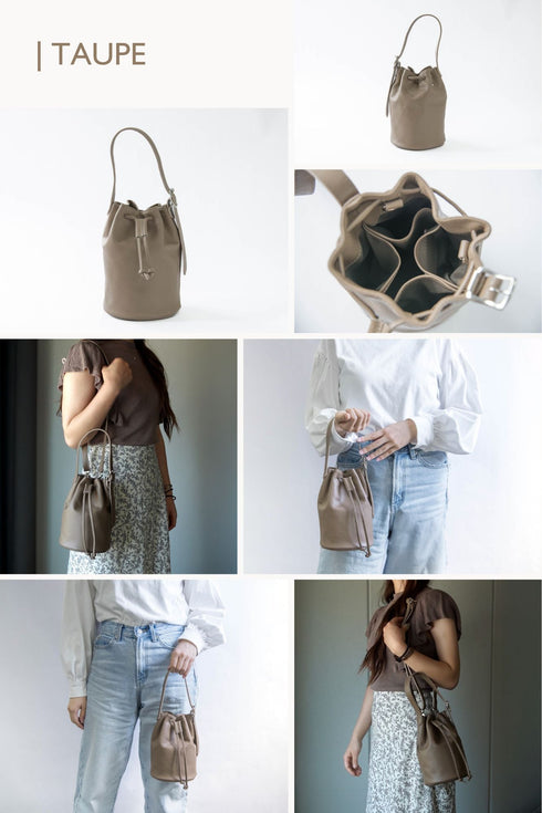 大人巾着バッグ プレミアムレザー - 新進工房