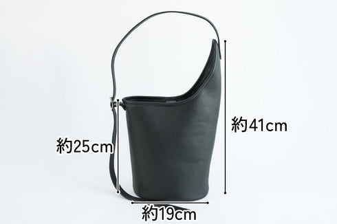 大人アシンメトリーバケットバッグ プレミアムレザー - 新進工房