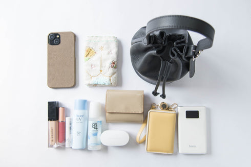 大人巾着バッグ プレミアムレザー - 新進工房