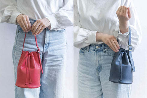 大人巾着バッグ プレミアムレザー - 新進工房