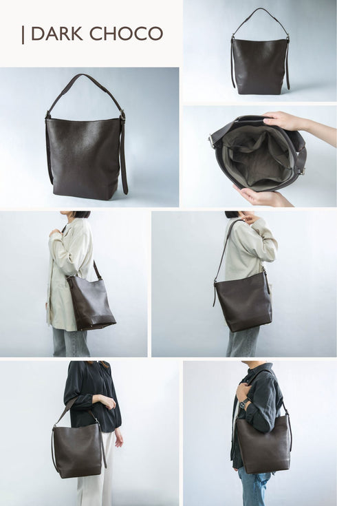 大人バケットバッグ プレミアムレザー - 新進工房