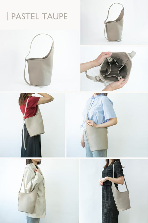 大人アシンメトリーバケットバッグ プレミアムレザー - 新進工房