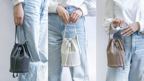 大人巾着バッグ プレミアムレザー - 新進工房