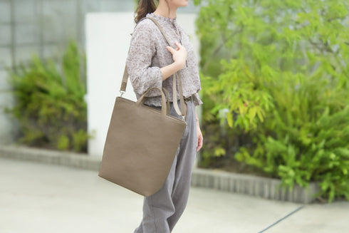 大人ショルダートート プレミアムレザー - 新進工房