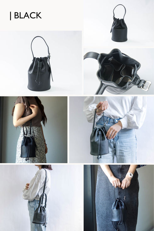 大人巾着バッグ プレミアムレザー - 新進工房